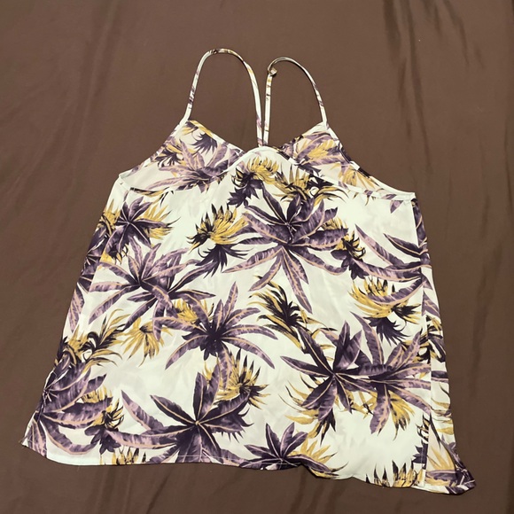 Lumiere Anthropologie Palm Floral Hawaiian Boho Tanktop Loose Hang Large Shirt - Picture 3 of 4